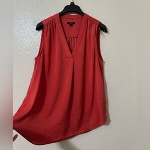 Alfani V-Neck Sleeveless Top in Vibrant Orangey Red